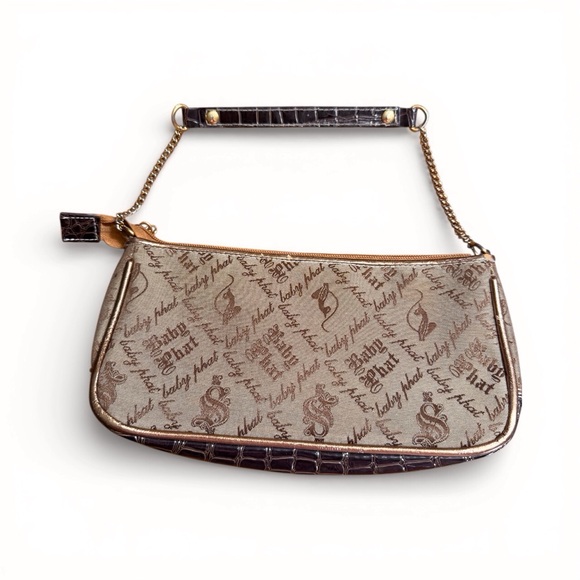 Vintage Y2K Baby Phat logo shoulder bag chain w/strap & faux-leather trim - Picture 2 of 12